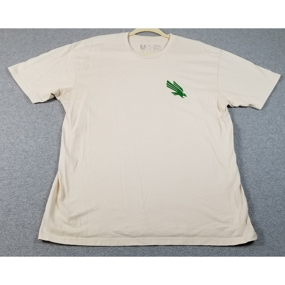 University North Texas T-Shirt Mens Large Cream Mean Green UNT Eagle Graphic Tee
